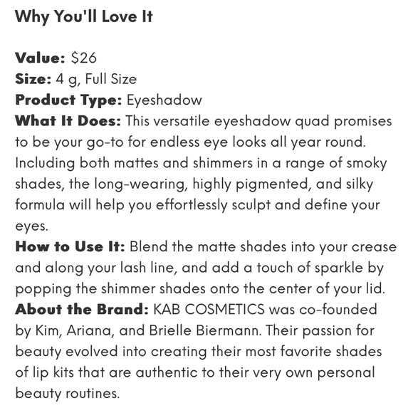 NWT 2 Pack KAB COSMETICS Mini Quad Eyeshadow in Deep Smoke - Picture 2 of 4